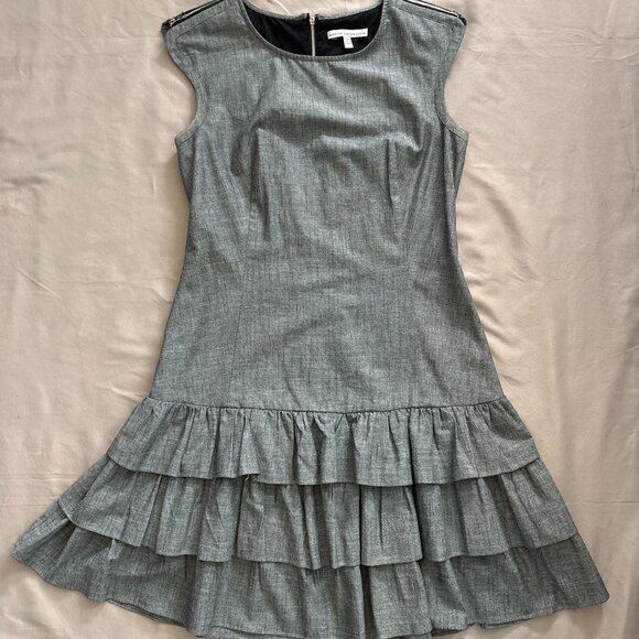 Dresses & Skirts - 🔥 Cynthia Steffe Chambray Ruffle Dress Sz 10 Shoulder Zip Tiered